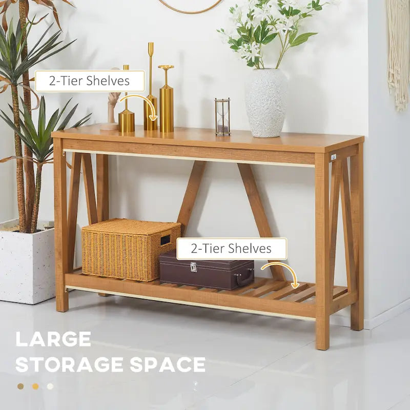 HOMCOM Farmhouse Console Table with Storage Shelf