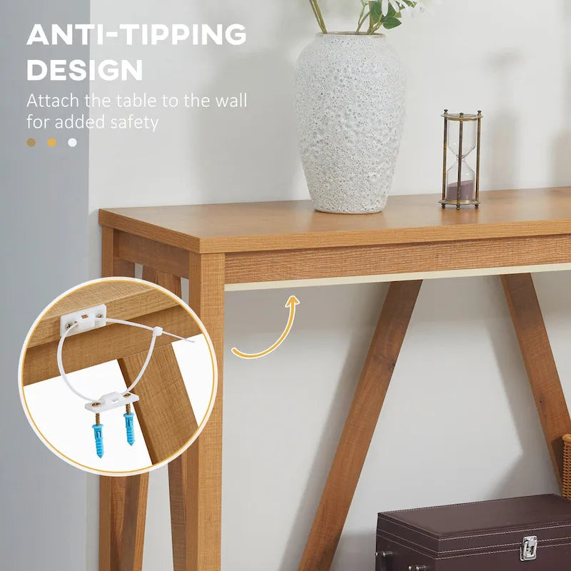 HOMCOM Farmhouse Console Table with Storage Shelf