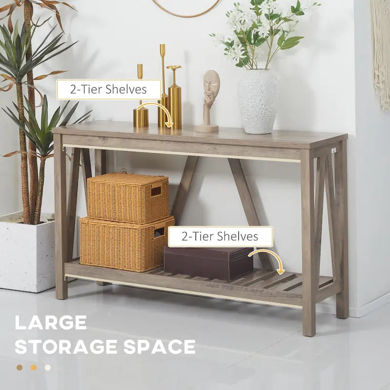 HOMCOM Farmhouse Console Table with Storage Shelf