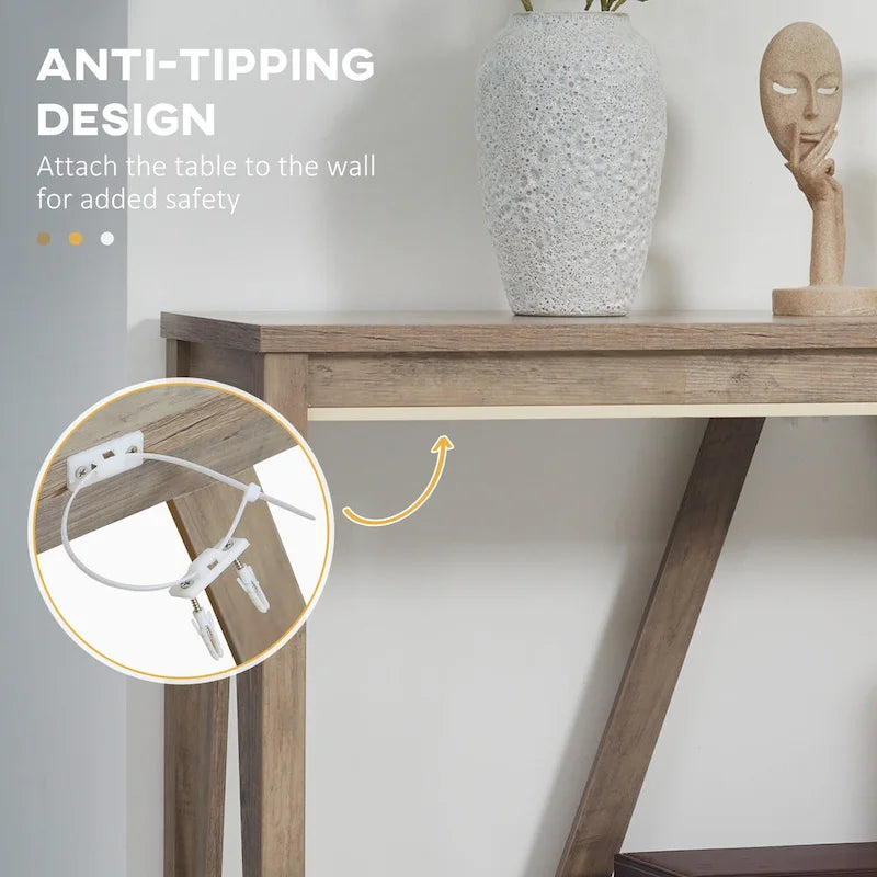 HOMCOM Farmhouse Console Table with Storage Shelf