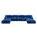 Blue Velvet Upholstered Sectional Sofa