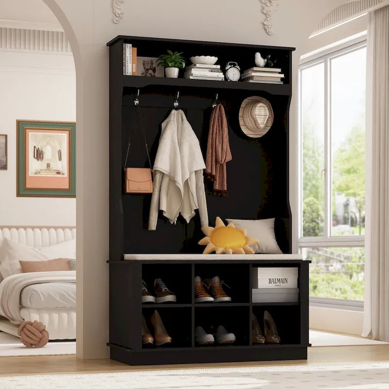 Hall Tree Storage Bench Shoe Rack Entryway Hall Tree Shoe Storage