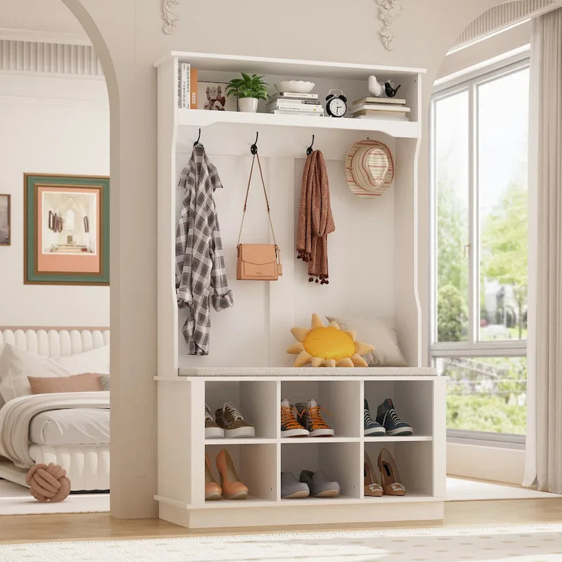 Hall Tree Storage Bench Shoe Rack Entryway Hall Tree Shoe Storage