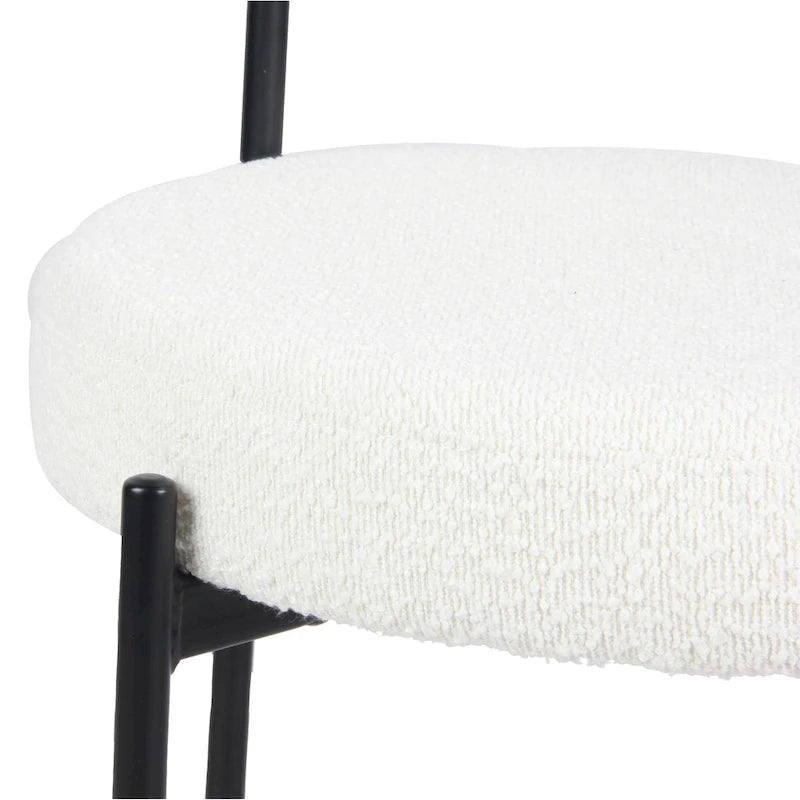 Roundhill Furniture Burbank Modern Round Boucle Dining Chairs, Set of 2