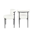Roundhill Furniture Burbank Modern Round Boucle Dining Chairs, Set of 2