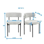 Roundhill Furniture Burbank Modern Round Boucle Dining Chairs, Set of 2