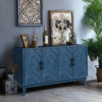 4 Door Wooden Twill Sideboard American Country Vintage Old Living Room Dining Room Hallway Entryway Cabinet