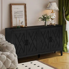 4 Door Wooden Twill Sideboard American Country Vintage Old Living Room Dining Room Hallway Entryway Cabinet