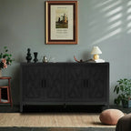 4 Door Wooden Twill Sideboard American Country Vintage Old Living Room Dining Room Hallway Entryway Cabinet