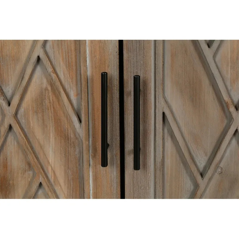 4 Door Wooden Twill Sideboard American Country Vintage Old Living Room Dining Room Hallway Entryway Cabinet
