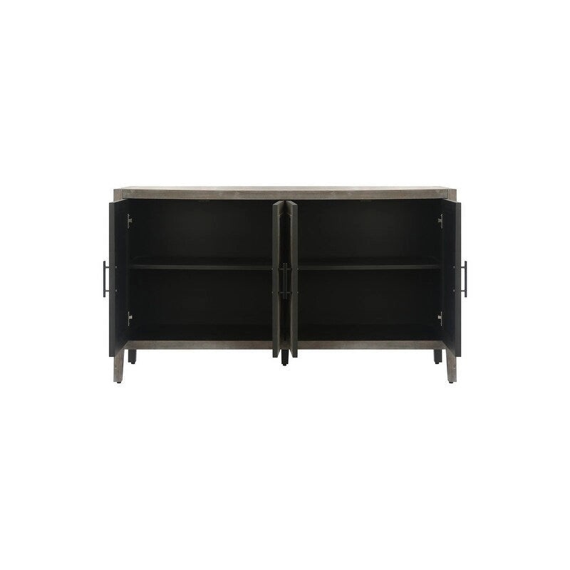 4 Door Wooden Twill Sideboard American Country Vintage Old Living Room Dining Room Hallway Entryway Cabinet