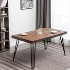 Roundhill Furniture Amisos 6-Piece Dining Set, Hairpin Dining Table with 4 Chairs and Upholstery Bench