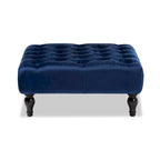 Transitional Velvet Fabric Cocktail Ottoman