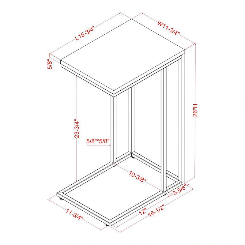 Rendrick Industrial 16-inch Steel C-shaped Side Table