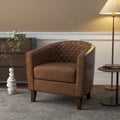 Modern Armchair Faux Leather Nailhead Trim Swivel Accent Chair