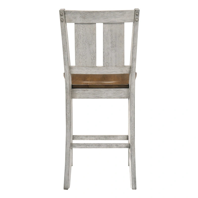 Furniture of America Theile Rustic Wood Counter Height Chairs, Set of 2