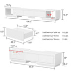Modern Style Extendable TV Stand with 3Drawer White/Black 65.4-106.3