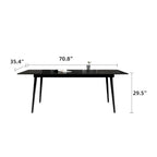 70.8 inch rectangular white kitchen dining table, with a sintered stone marble tabletop, metal legs