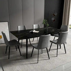 70.8 inch rectangular white kitchen dining table, with a sintered stone marble tabletop, metal legs