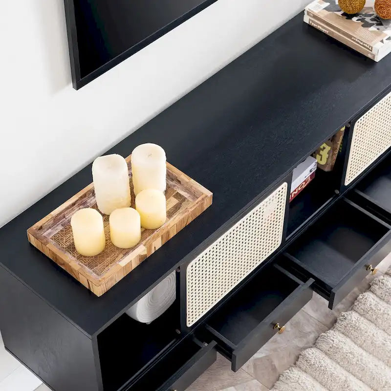 SEI Furniture Mid-century Modern TV Stand Media Console for TV's up to 68