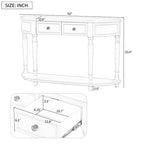 Nestfair Retro Wooden Console Table with Open Shelf Two Drawers