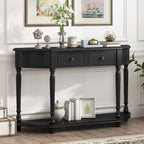 Nestfair Retro Wooden Console Table with Open Shelf Two Drawers