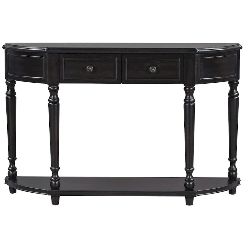 Nestfair Retro Wooden Console Table with Open Shelf Two Drawers
