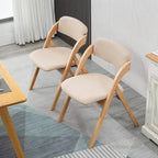 Wooden Stackable Dining Folding Chairs with Padded Seats(Set of 2)