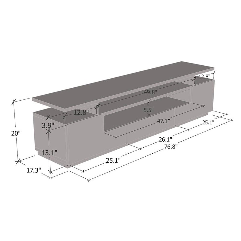 Strick & Bolton Sparkes 77-inch High Gloss TV Stand with LED Lights