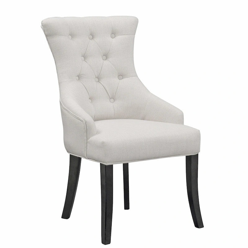 Set of 2 Alei Beige Fabric Dining Chair Wing Chair with Tufted Buttons