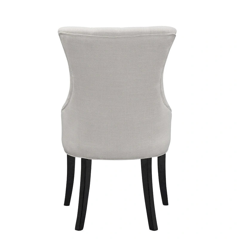 Set of 2 Alei Beige Fabric Dining Chair Wing Chair with Tufted Buttons