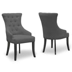 Set of 2 Alei Beige Fabric Dining Chair Wing Chair with Tufted Buttons