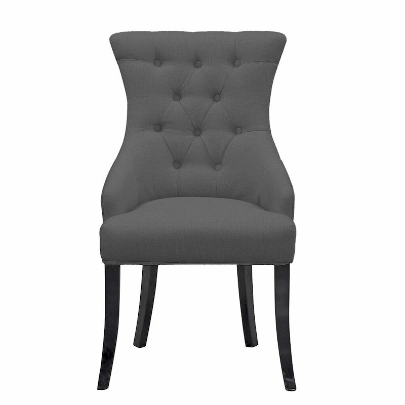 Set of 2 Alei Beige Fabric Dining Chair Wing Chair with Tufted Buttons