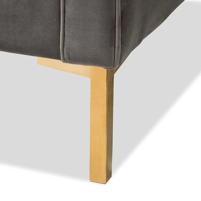Glam Velvet and Gold Finished Lounge Chair