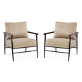 MCombo Set of 2 Modern Accent Chairs, Armchair with Upholstered Cushion, Leathaire Fabric Lounge Chairs for Living Room 4748