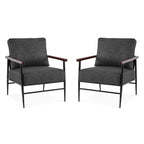 MCombo Set of 2 Modern Accent Chairs, Armchair with Upholstered Cushion, Leathaire Fabric Lounge Chairs for Living Room 4748