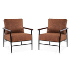 MCombo Set of 2 Modern Accent Chairs, Armchair with Upholstered Cushion, Leathaire Fabric Lounge Chairs for Living Room 4748