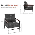 MCombo Set of 2 Modern Accent Chairs, Armchair with Upholstered Cushion, Leathaire Fabric Lounge Chairs for Living Room 4748