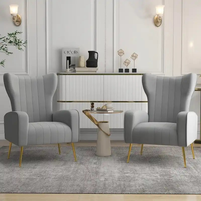 Upholstered Wingback Accent Chair - 26.4W x 37.8H x 32.6D