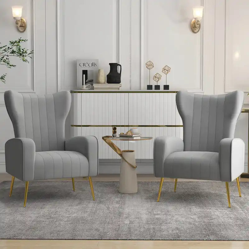 Upholstered Wingback Accent Chair - 26.4W x 37.8H x 32.6D