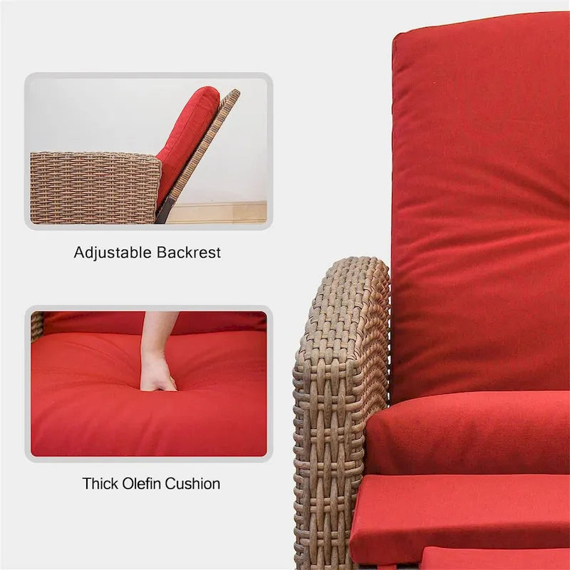 CUSchoice All-Weather Wicker Recliner with Cushion