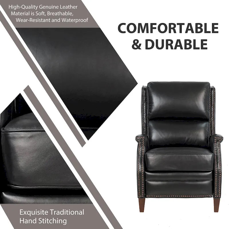 Hekkin Genuine Leather Power Recliner with Adjustable Headrest and USB Port Ultra-Comfy Living Room Seating