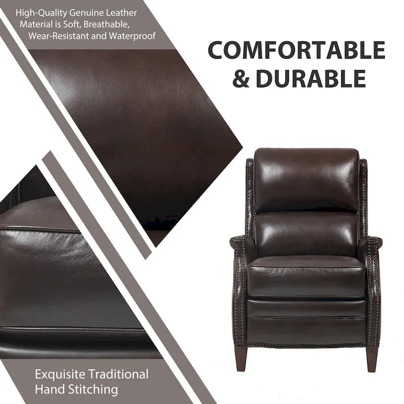 Hekkin Genuine Leather Power Recliner with Adjustable Headrest and USB Port Ultra-Comfy Living Room Seating