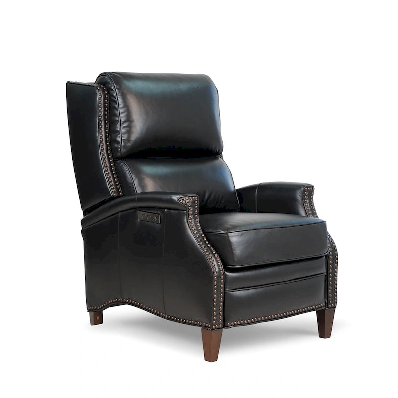 Hekkin Genuine Leather Power Recliner with Adjustable Headrest and USB Port Ultra-Comfy Living Room Seating