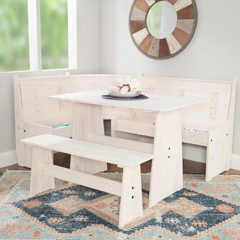 Wendell Solid Wood Corner Breakfast Nook Dining Set