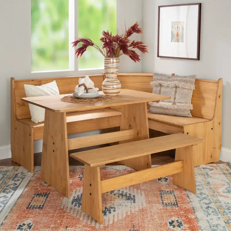 Wendell Solid Wood Corner Breakfast Nook Dining Set