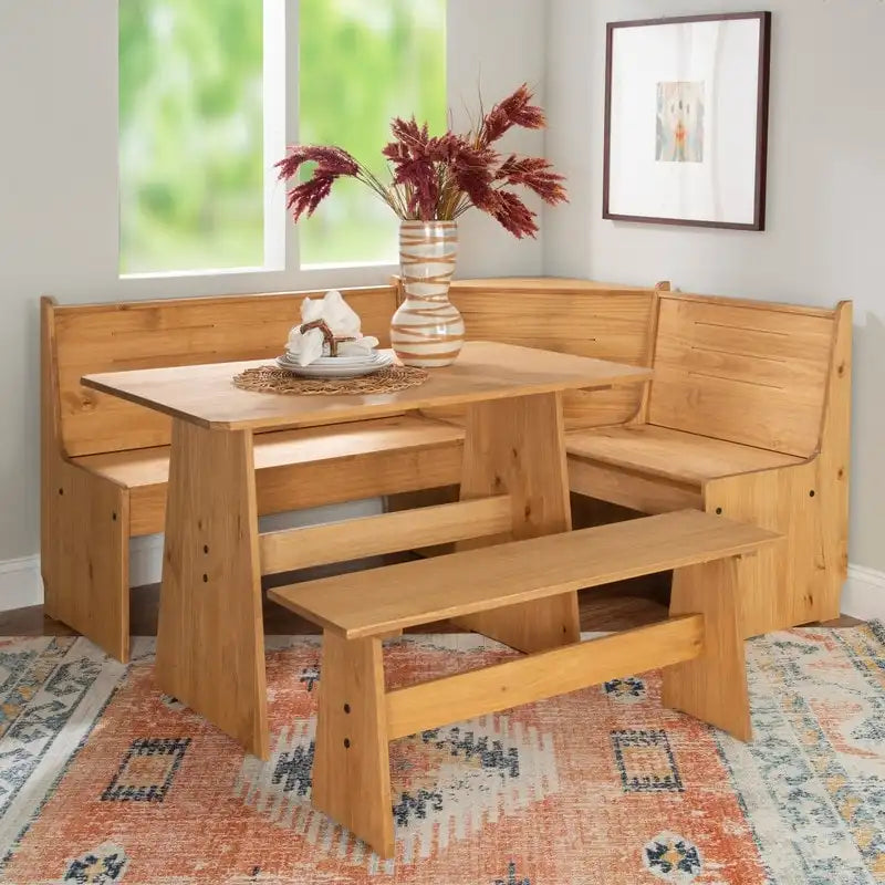 Wendell Solid Wood Corner Breakfast Nook Dining Set