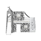 JACKPOT Prince & Princess Low Loft Twin Bed, Stairs Slide Tent & Tower