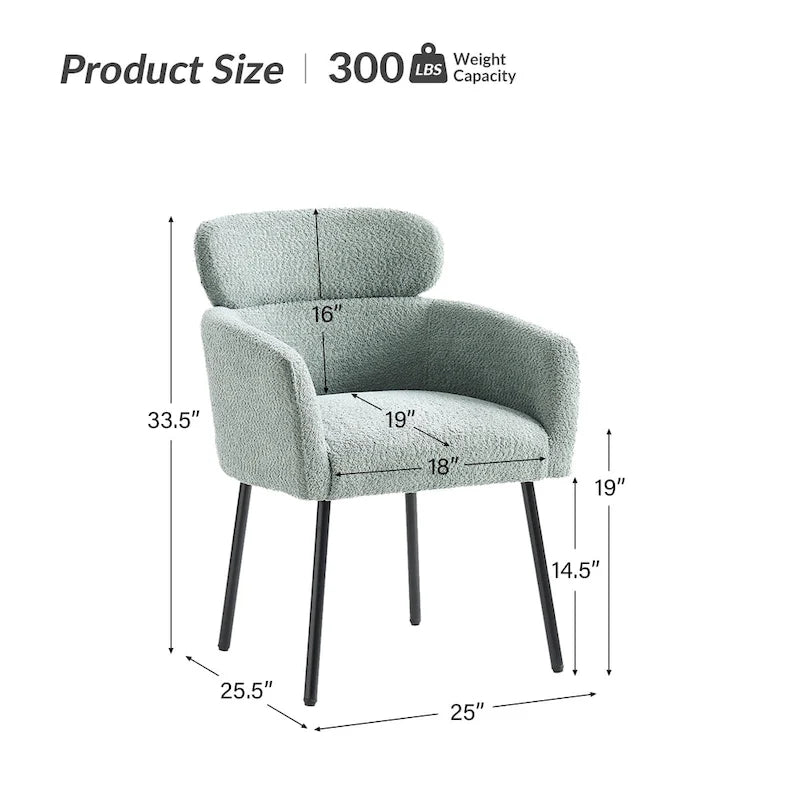 Amos Modern Boucle Dining Chair with Adjustment Feet by HULALA HOME