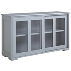 HOMCOM Modern Kitchen Sideboard, Stackable Storage Cabinet, Sliding Glass Door Console, Cupboard Serving Buffet for Kitchen